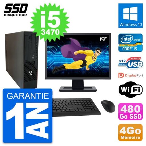 Fujitsu E910 DT 19-Inch PC - Intel i5, 4GB RAM, 480GB SSD, Windows 10, WiFi