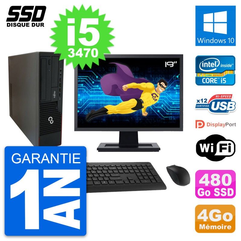 Fujitsu E910 DT 19-Inch PC - Intel i5, 4GB RAM, 480GB SSD, Windows 10, WiFi