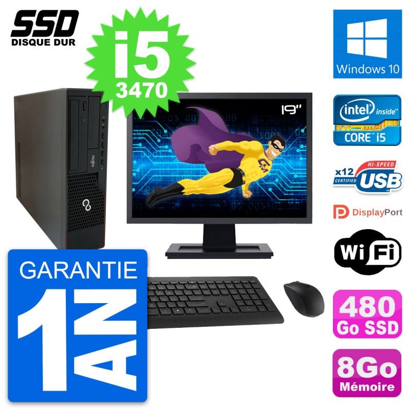 Fujitsu E910 DT 19-inch PC - Intel i5, 8GB RAM, 480GB SSD, Windows 10, WiFi