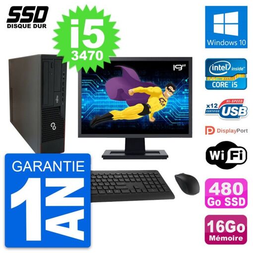 Fujitsu E910 DT 19-Inch Desktop PC - Intel i5, 16GB RAM, 480GB SSD, Windows 10, WiFi