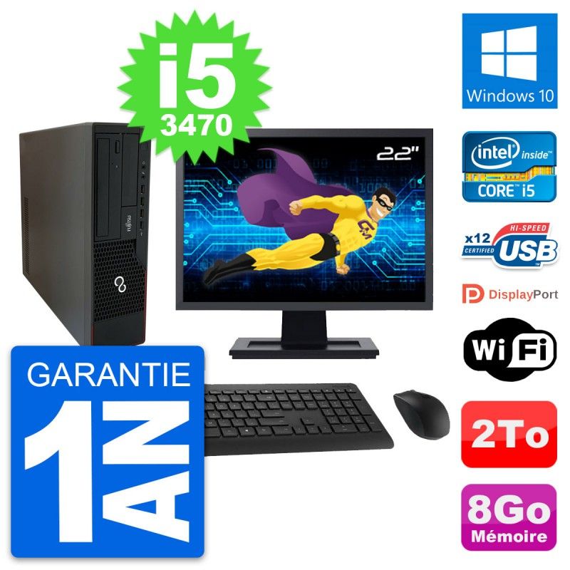 Fujitsu E910 DT 22-Inch PC (Intel i5, 8GB RAM, 2TB HDD, Windows 10)