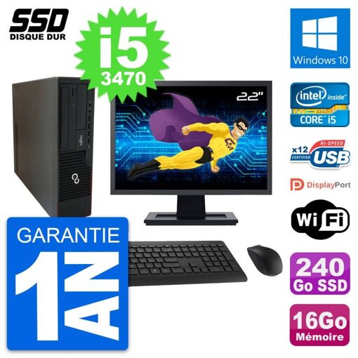 Fujitsu E910 DT 22-inch PC - Intel i5, 16GB RAM, 240GB SSD, Windows 10