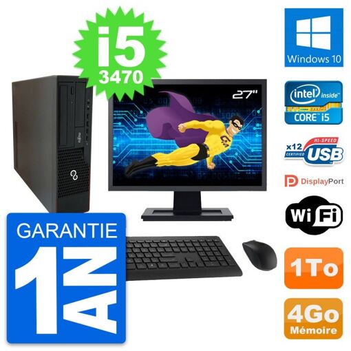 Fujitsu E910 DT 27-inch PC - Intel i5, 4GB RAM, 1TB HDD, Windows 10, WiFi