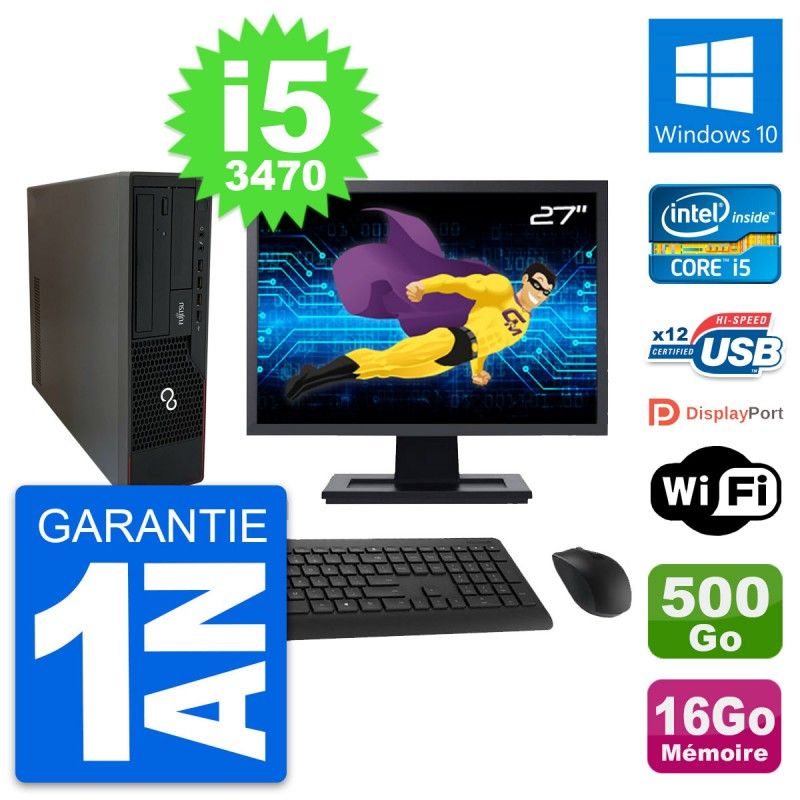 Fujitsu E910 DT 27-inch PC - Intel i5, 16GB RAM, 500GB HDD, Windows 10, WiFi