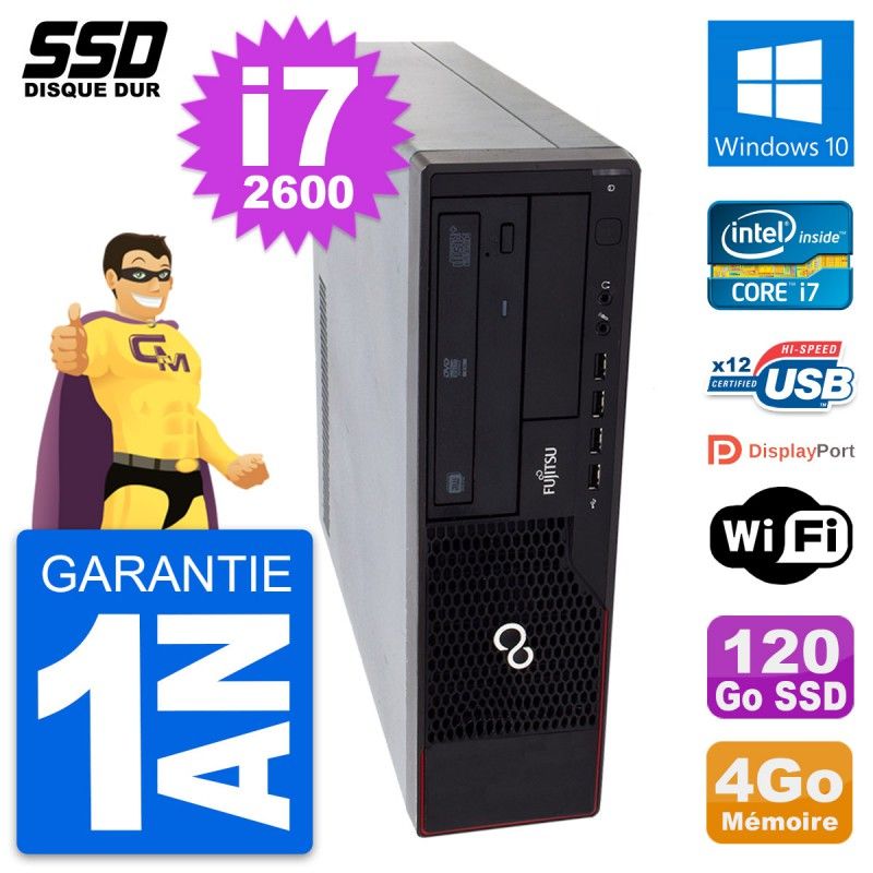 Fujitsu Esprimo E910 DT Desktop - Intel Core i7-2600, 4GB RAM, 120GB SSD, Windows 10, WiFi