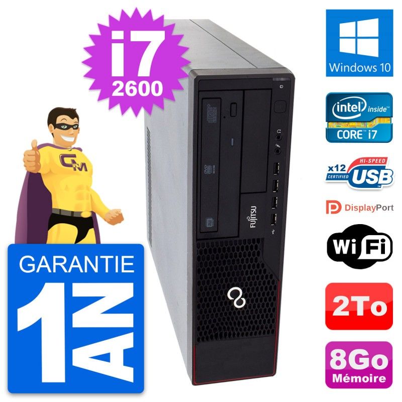 Fujitsu Esprimo E910 DT Desktop PC - Intel i7-2600, 8GB RAM, 2TB HDD, Windows 10, WiFi