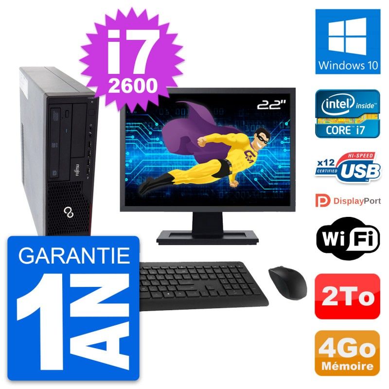 Fujitsu E910 DT 22-inch Computer - Intel i7, 4GB RAM, 2TB HDD, Windows 10, WiFi