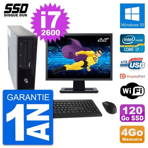 Fujitsu E910 DT 22-Inch PC - Intel i7, 4GB RAM, 120GB SSD, Windows 10, Wifi