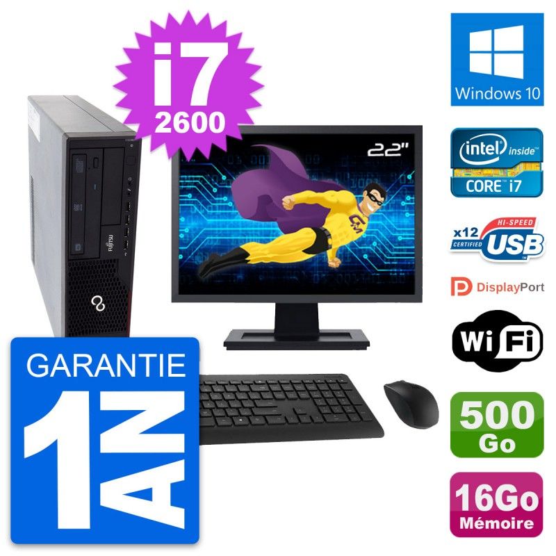 Fujitsu E910 DT 22-Inch PC (Intel i7, 16GB RAM, 500GB HDD, Windows 10)