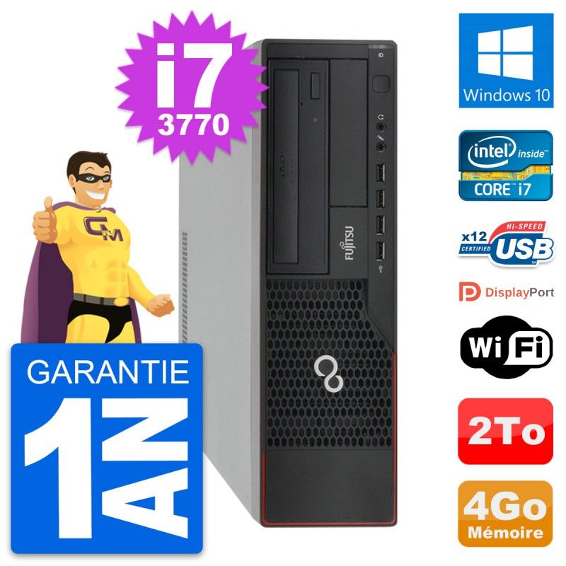Fujitsu Esprimo E910 DT Desktop PC - Intel i7-3770, 4GB RAM, 2TB HDD, Windows 10, WiFi