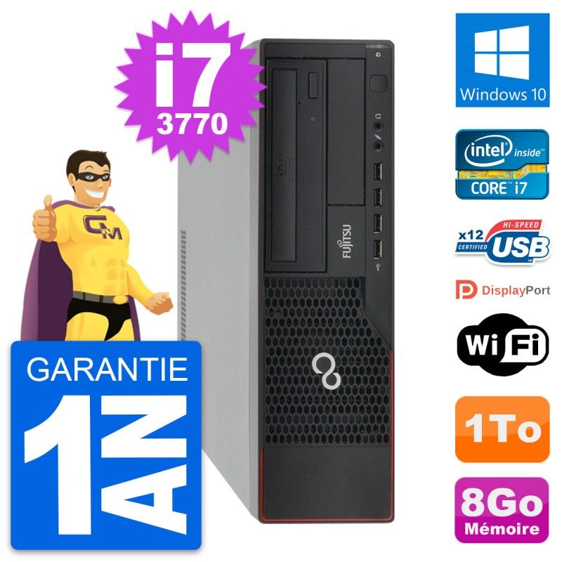 Fujitsu Esprimo E910 DT Desktop PC - Intel i7-3770, 8GB RAM, 1TB HDD, Windows 10, WiFi