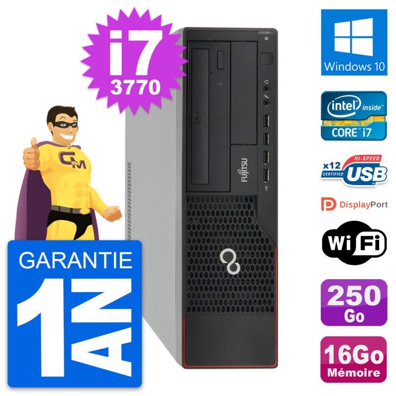 Fujitsu Esprimo E910 DT Desktop PC - Intel i7-3770, 16GB RAM, 250GB SSD, Windows 10, WiFi
