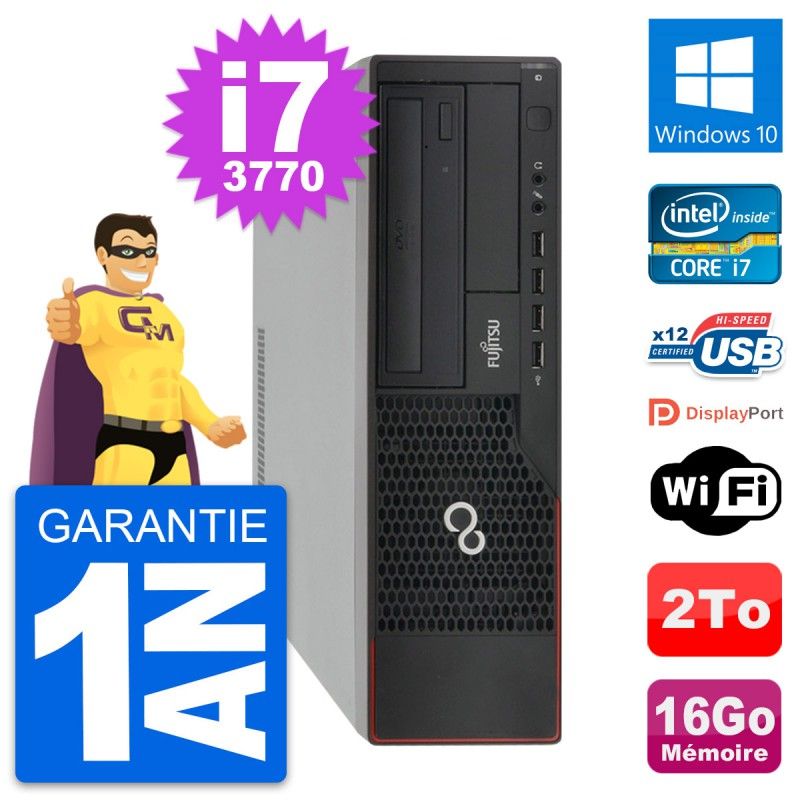 Fujitsu Esprimo E910 DT - Desktop PC with Intel i7-3770, 16GB RAM, 2TB HDD, Windows 10, WiFi