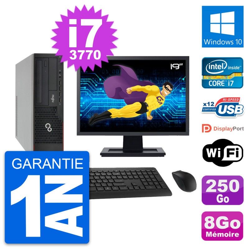 Fujitsu E910 DT 19-Inch PC - Intel i7, 8GB RAM, 250GB HDD, Windows 10, WiFi