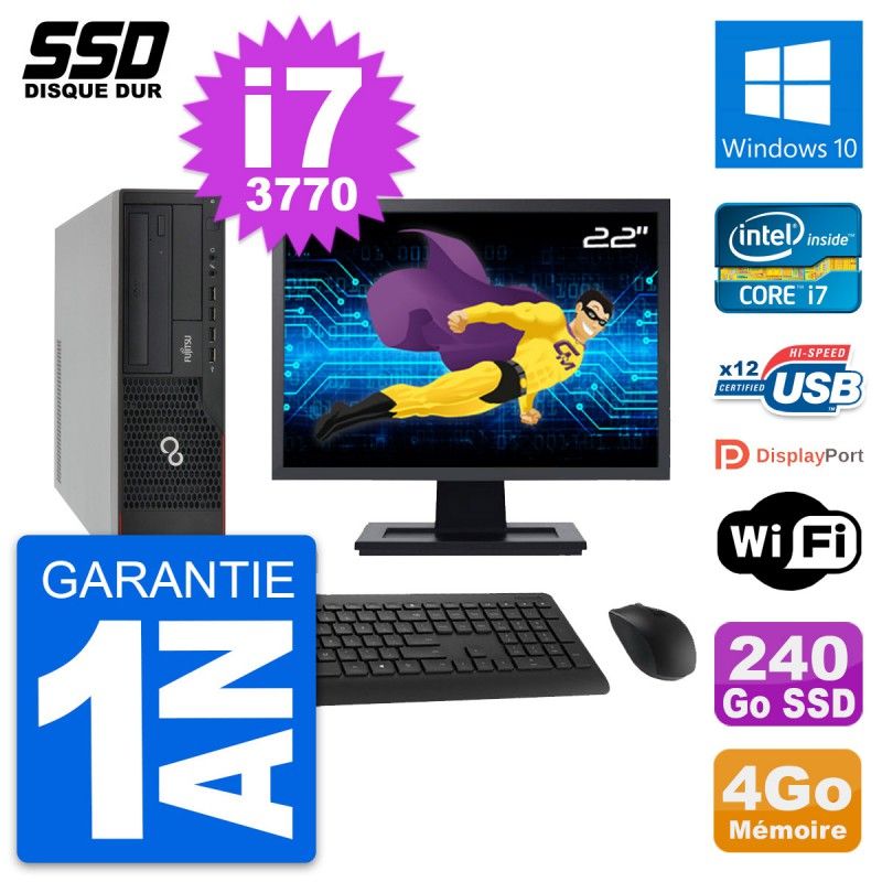 Fujitsu E910 DT 22-Inch Computer - Intel i7, 4GB RAM, 240GB SSD, Windows 10, WiFi