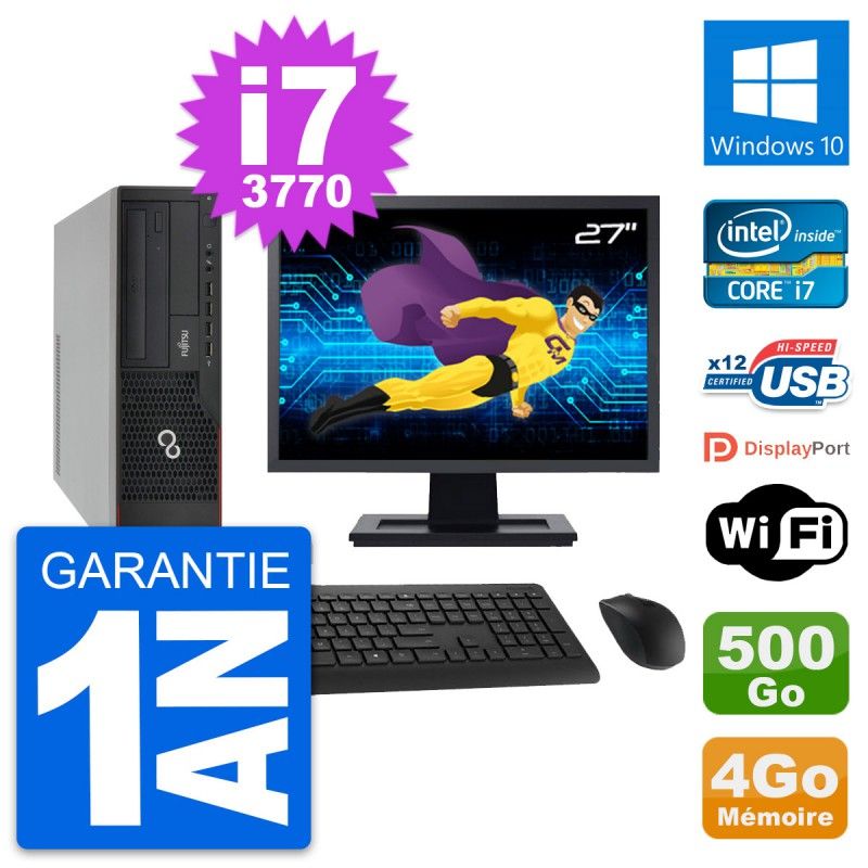Fujitsu E910 DT 27-Inch Desktop PC - Intel i7-3770, 4GB RAM, 500GB HDD, Windows 10, WiFi