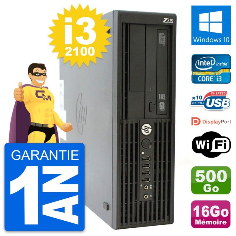 HP WorkStation Z210 SFF Core i3-2100 16GB RAM 500GB HDD Windows 10 Wifi