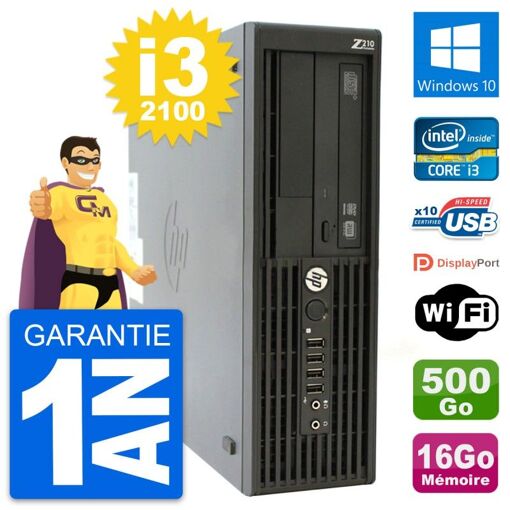 HP WorkStation Z210 SFF Core i3-2100 16GB RAM 500GB HDD Windows 10 Wifi