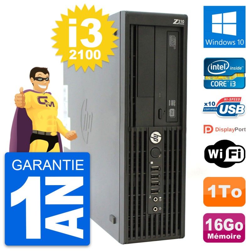 HP WorkStation Z210 SFF - Intel Core i3-2100, 16GB RAM, 1TB HDD, Windows 10