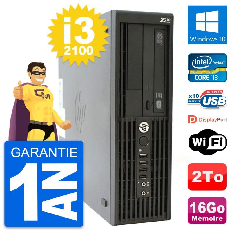 HP WorkStation Z210 SFF Core i3-2100 16GB RAM 2TB HDD Windows 10 Wi-Fi