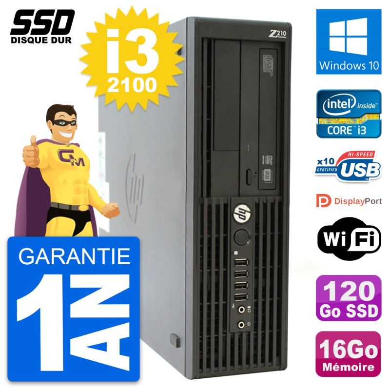 HP WorkStation Z210 SFF - Intel i3-2100, 16GB RAM, 120GB SSD, Windows 10, WiFi