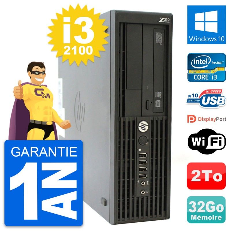 HP WorkStation Z210 SFF Core i3-2100 32GB RAM 2TB HDD Windows 10 Wi-Fi