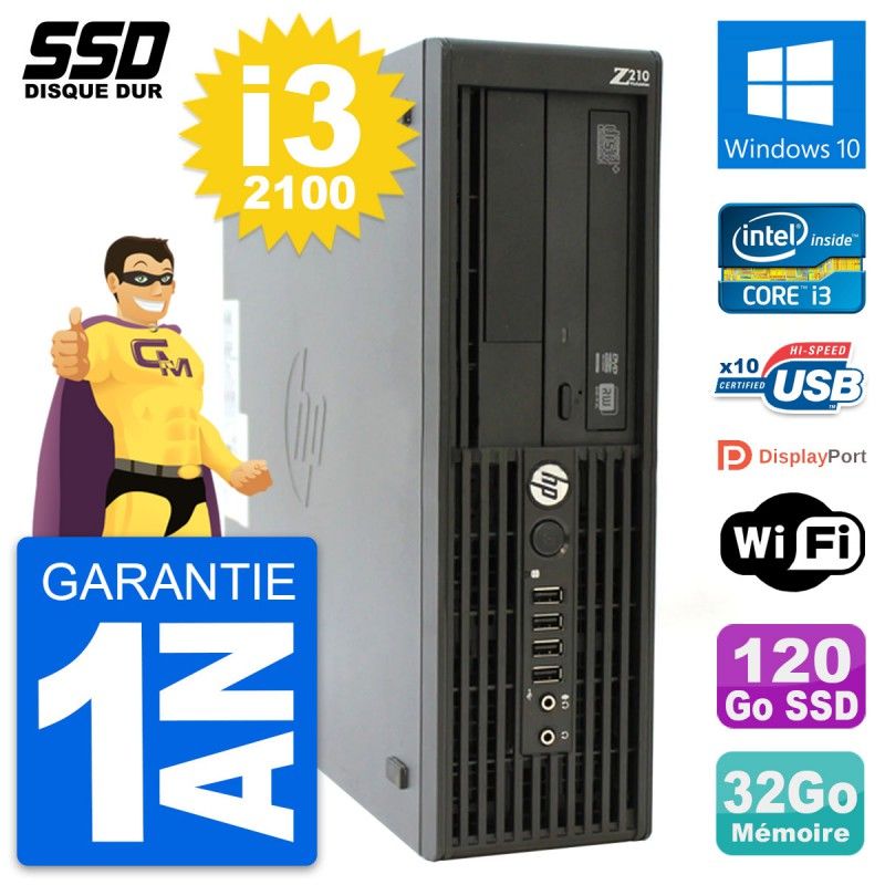 HP WorkStation Z210 SFF - Intel i3-2100, 32GB RAM, 120GB SSD, Windows 10, WiFi