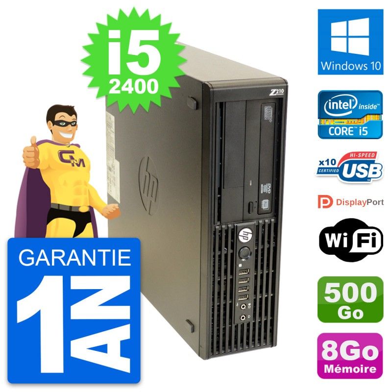 Station de travail HP Z210 SFF - Processeur Intel Core i5, 8 Go de RAM, 500 Go HDD, Windows 10, Wifi