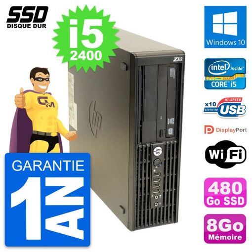 HP WorkStation Z210 SFF - Intel Core i5-2400, 8GB RAM, 480GB SSD, Windows 10, WiFi