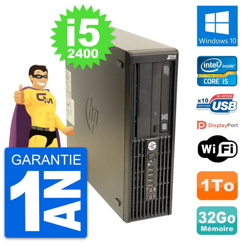 HP WorkStation Z210 SFF Core i5-2400 32GB RAM 1TB HDD Windows 10 WiFi