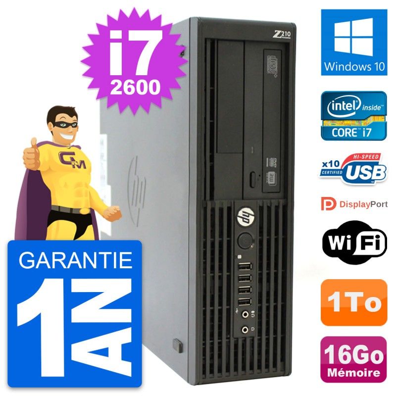 HP WorkStation Z210 SFF - Intel i7-2600, 16GB RAM, 1TB HDD, Windows 10, WiFi