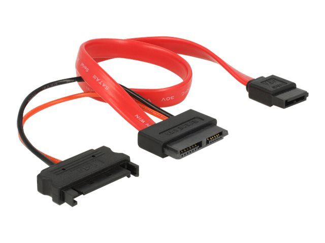 Cable SATA Delock - 30 cm Slimline (F) para SATA, alimentación SATA