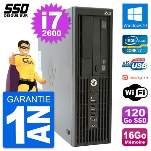 HP WorkStation Z210 SFF - Intel i7-2600, 16GB RAM, 120GB SSD, Windows 10, WiFi