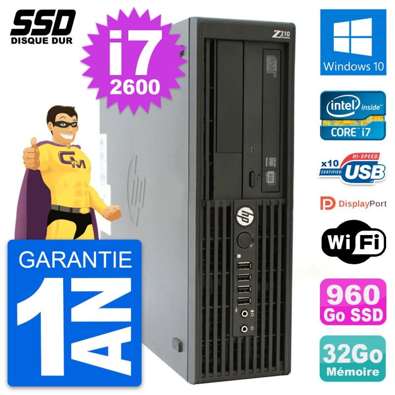 HP WorkStation Z210 SFF - Intel i7-2600, 32GB RAM, 960GB SSD, Windows 10