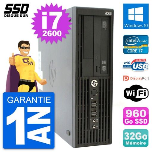 HP WorkStation Z210 SFF - Intel i7-2600, 32GB RAM, 960GB SSD, Windows 10