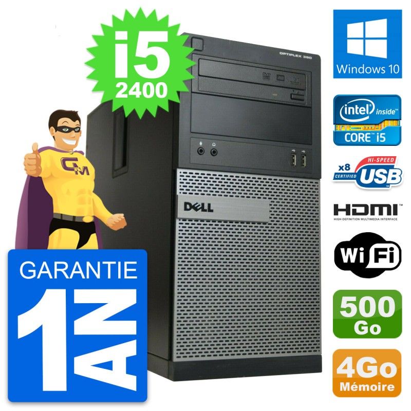 Dell OptiPlex 390 MT Desktop PC - i5-2400, 4GB RAM, 500GB HDD, HDMI, Wi-Fi, Windows 10