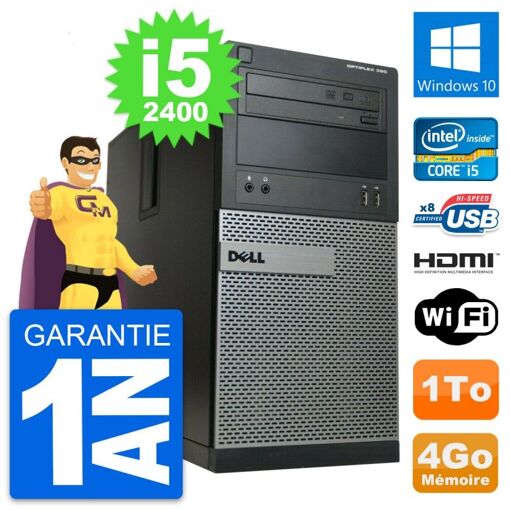 Dell OptiPlex 390 MT Desktop PC - i5-2400, 4GB RAM, 1TB HDD, HDMI, WiFi, Windows 10