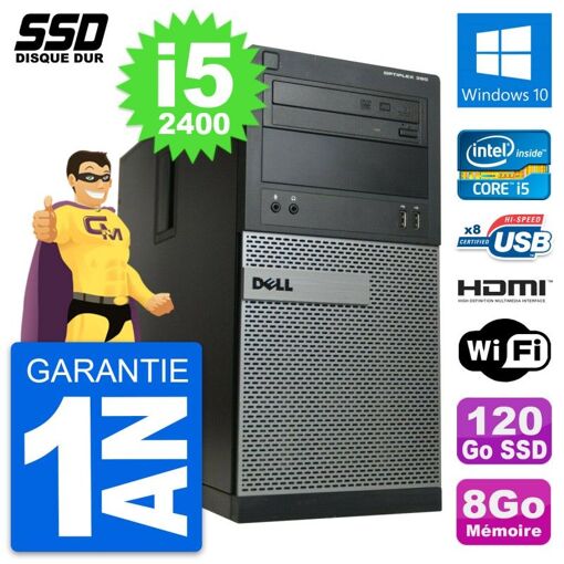 Dell OptiPlex 390 MT Desktop PC - Core i5, 8GB RAM, 120GB SSD, HDMI, Windows 10, Wifi