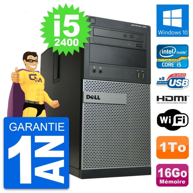Dell OptiPlex 390 MT Desktop PC i5-2400 16GB RAM 1TB HDD HDMI Windows 10 Wifi