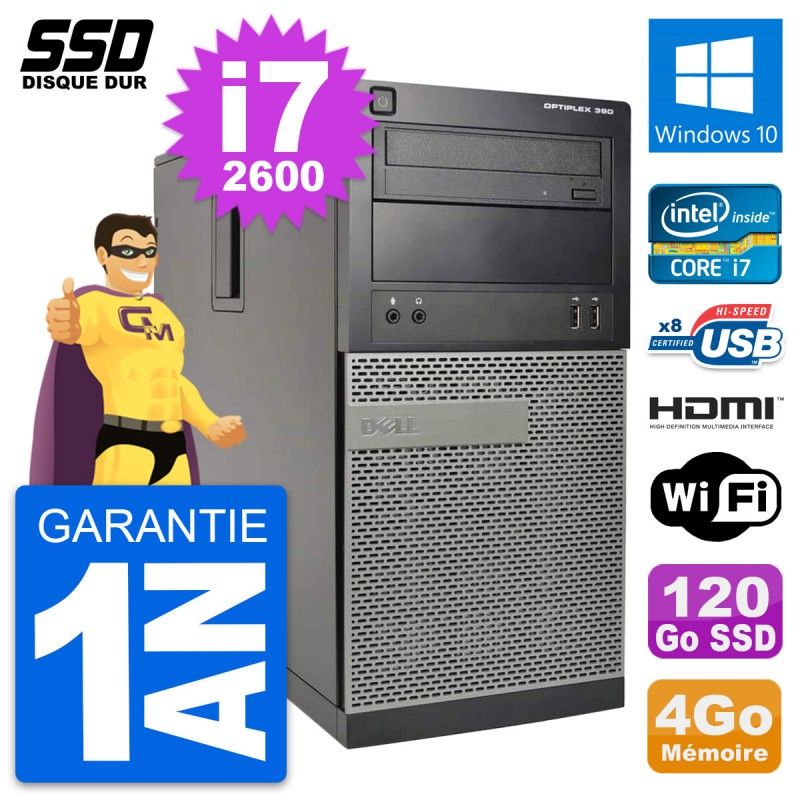 Dell OptiPlex 390 MT Core i7 Laptop - 4GB RAM, 120GB SSD, HDMI, Wi-Fi, Windows 10