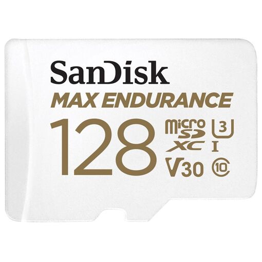 SanDisk Max Endurance Flash Memory Card - 128GB (MicroSDXC to SD Adapter Included) - V30 / UHS-I U3 / Class 10