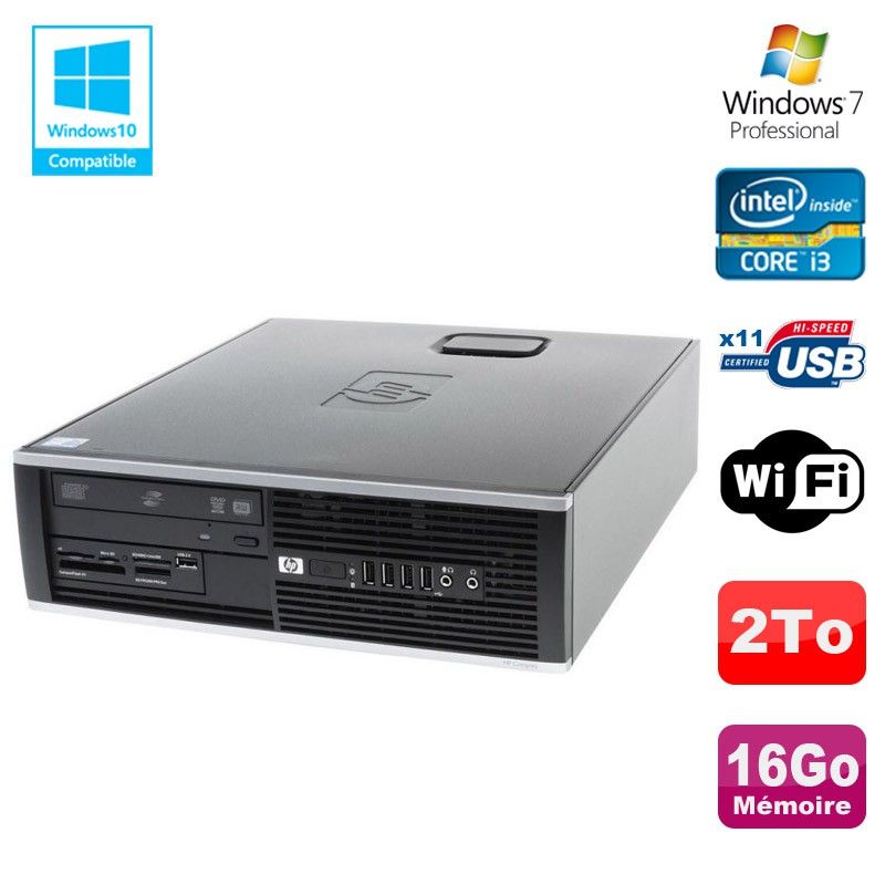 HP Compaq 6200 Pro SFF PC - Intel Core i3, 3.3GHz, 16GB RAM, 2TB HDD, DVD Burner, WiFi