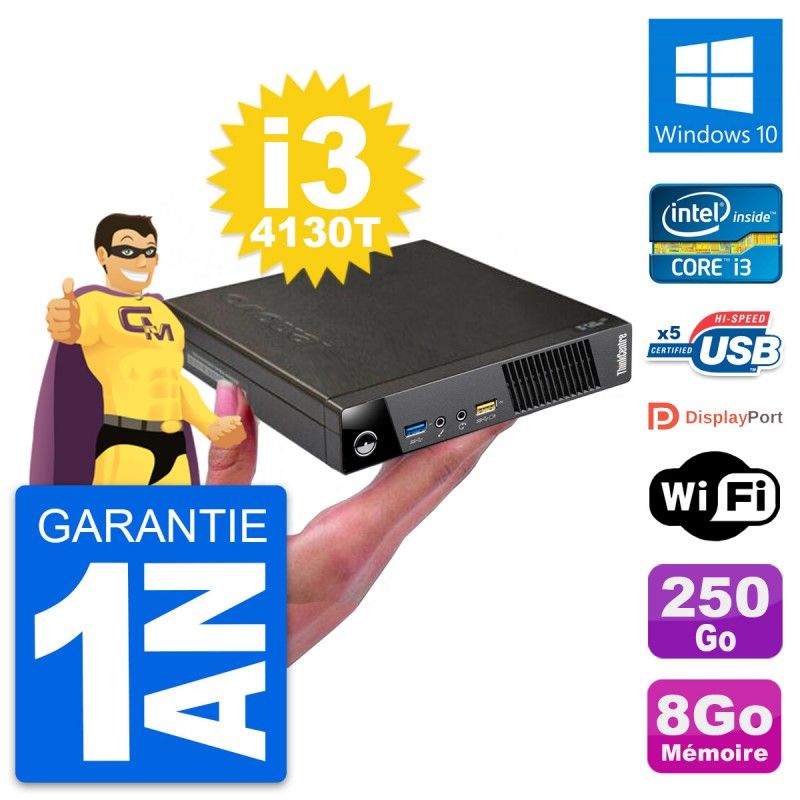 Lenovo M73 Tiny Ultra-Mini PC i3-4130T, 8GB RAM, 250GB SSD, Windows 10, WiFi