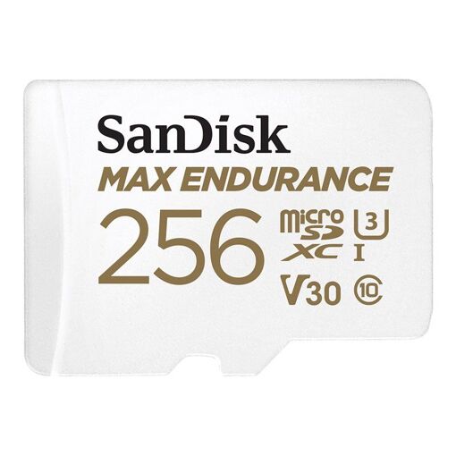 SanDisk Max Endurance Flash Memory Card - 256GB microSDXC to SD Adapter Included - V30 Video Class / UHS-I U3 / Class 10