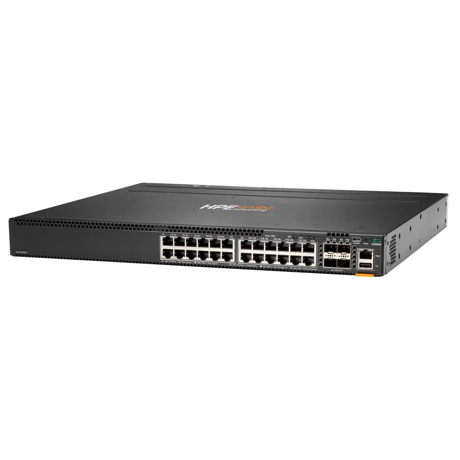 HP 6300M Switch - Managed - C3 - 24 x 10/100/1000 + 4 x 1G/10G/25G/50G SFP56 (uplink/storage) - Front, Side and Rear Mountable - Rack-mount