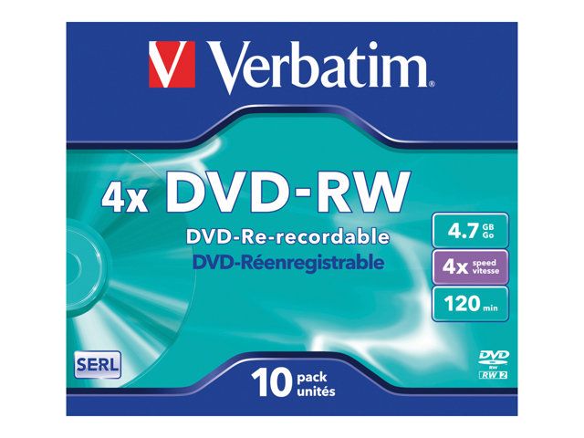 Verbatim DataLifePlus 10x DVD-RW - 4,7 GB, 4x Velocidad