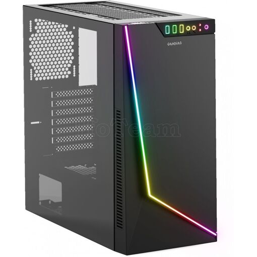 Caja de PC de torre media Gamdias Argus M1 RGB con panel de vidrio - Negro