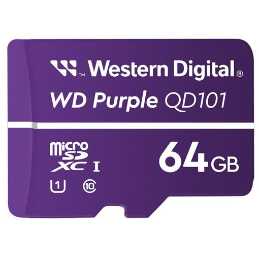 Tarjeta de memoria flash WD Purple SC QD101 - 64 GB, UHS-I U1/Clase 10, tarjeta microSDXC UHS-I - Púrpura