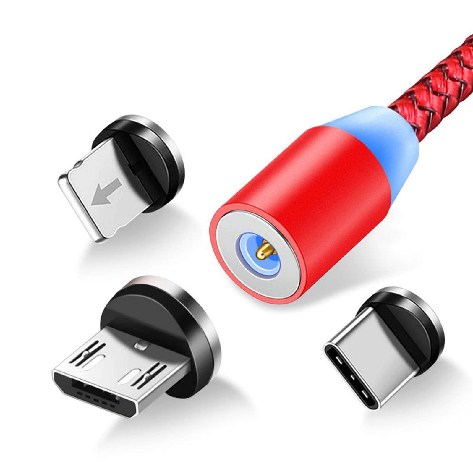 Avizar Lightning, USB-C, and Micro-USB 2.4A Cable - Red
