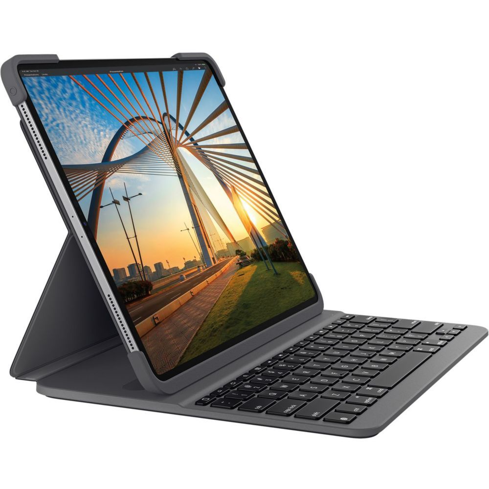 Logitech Slim Folio Pro - Teclado y funda inalámbrica - retroiluminación - Bluetooth - AZERTY - Español - para Apple 11 pulgadas iPad Pro (1.ª generación, 2.ª generación)
